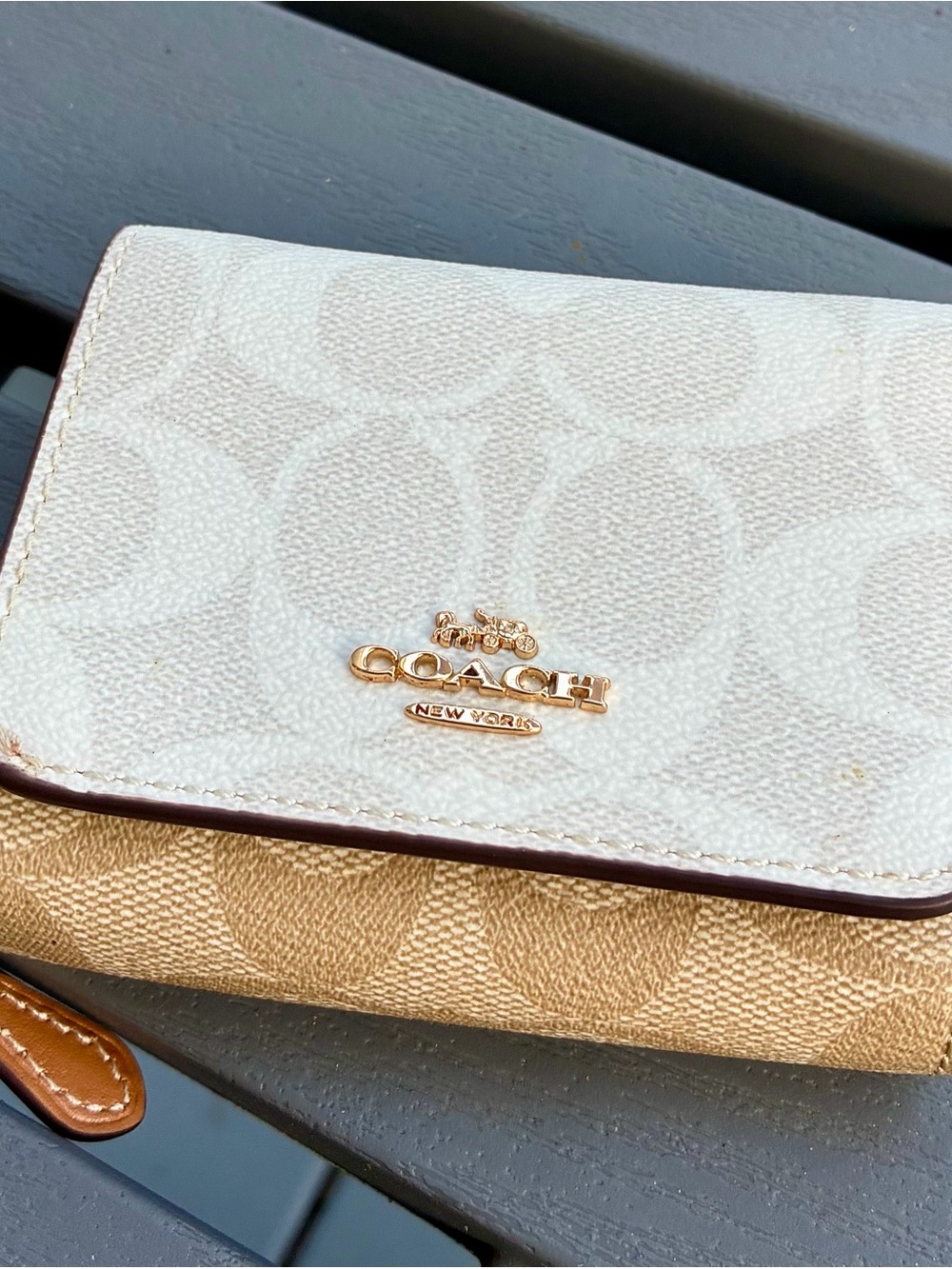 Coach Signature Trifold Wallet Glacier/White Chalk/Multi
